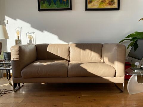 Salon en cuir pleine peau de couleur taupe 600 Nice (06)