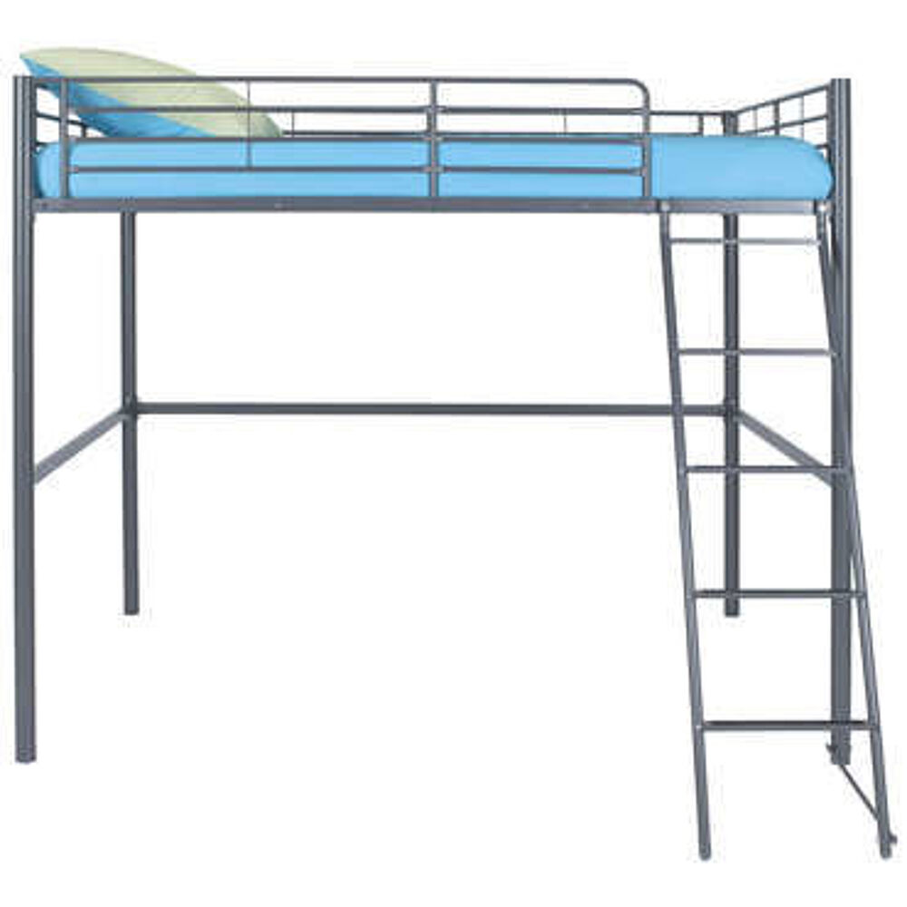lit mezzanine 2 places m&eacute;tal gris,servi 2 ans, Mont&eacute;preux 51 Meubles