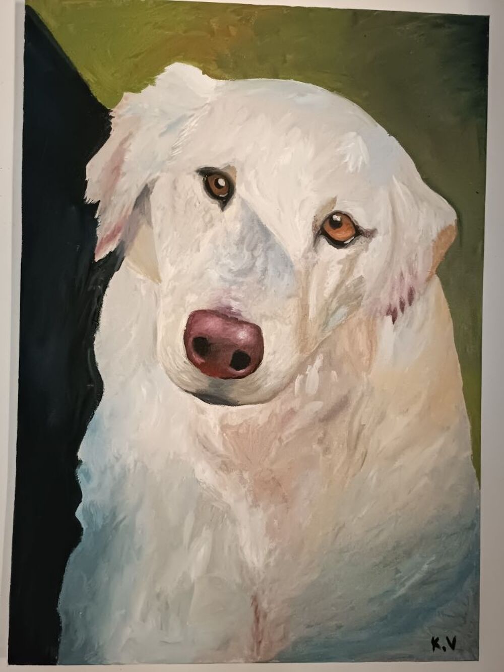 tableau peinture huile chien 