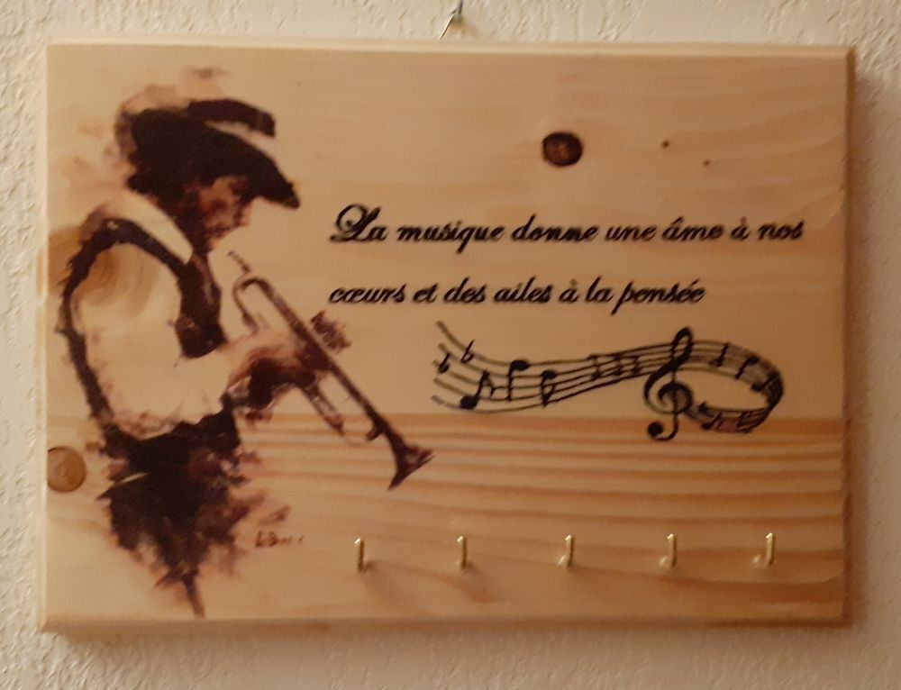 Porte-cl&eacute;s mural d&eacute;coratif th&egrave;me musique Décoration
