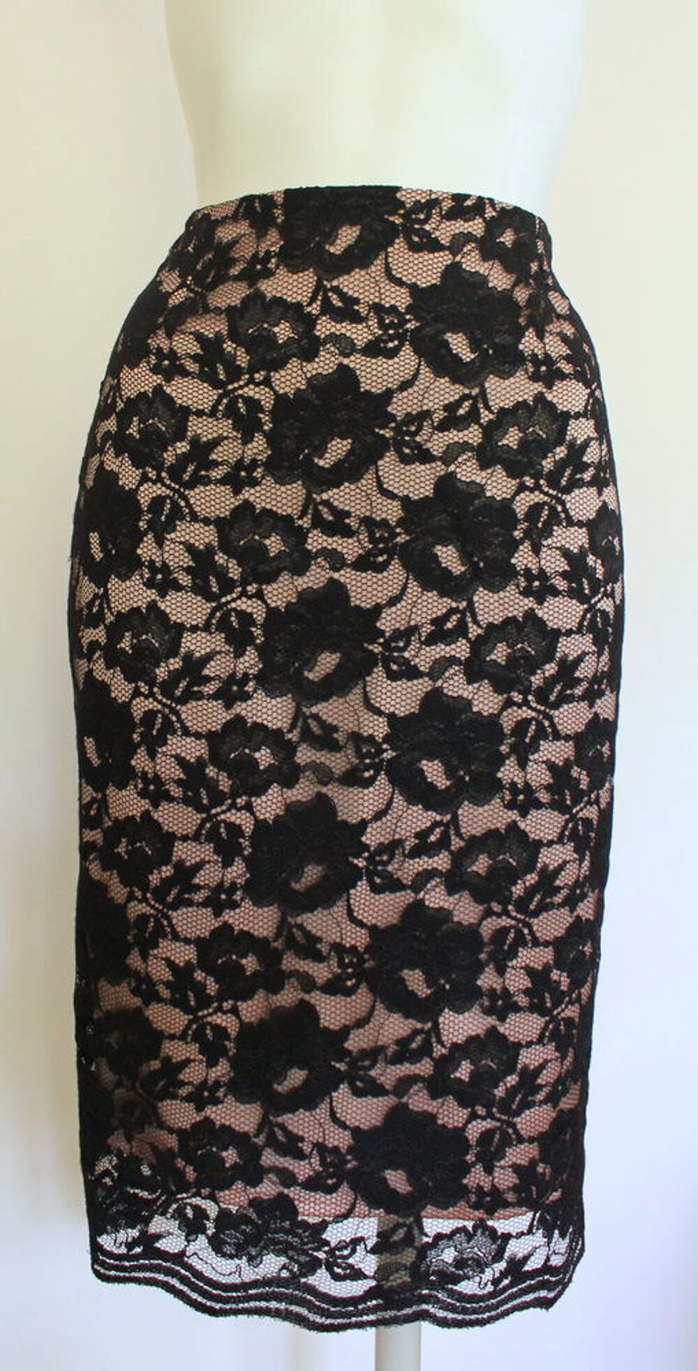 Jupe dentelle noir &amp; beige LES COPAINS T.38 FR Vêtements