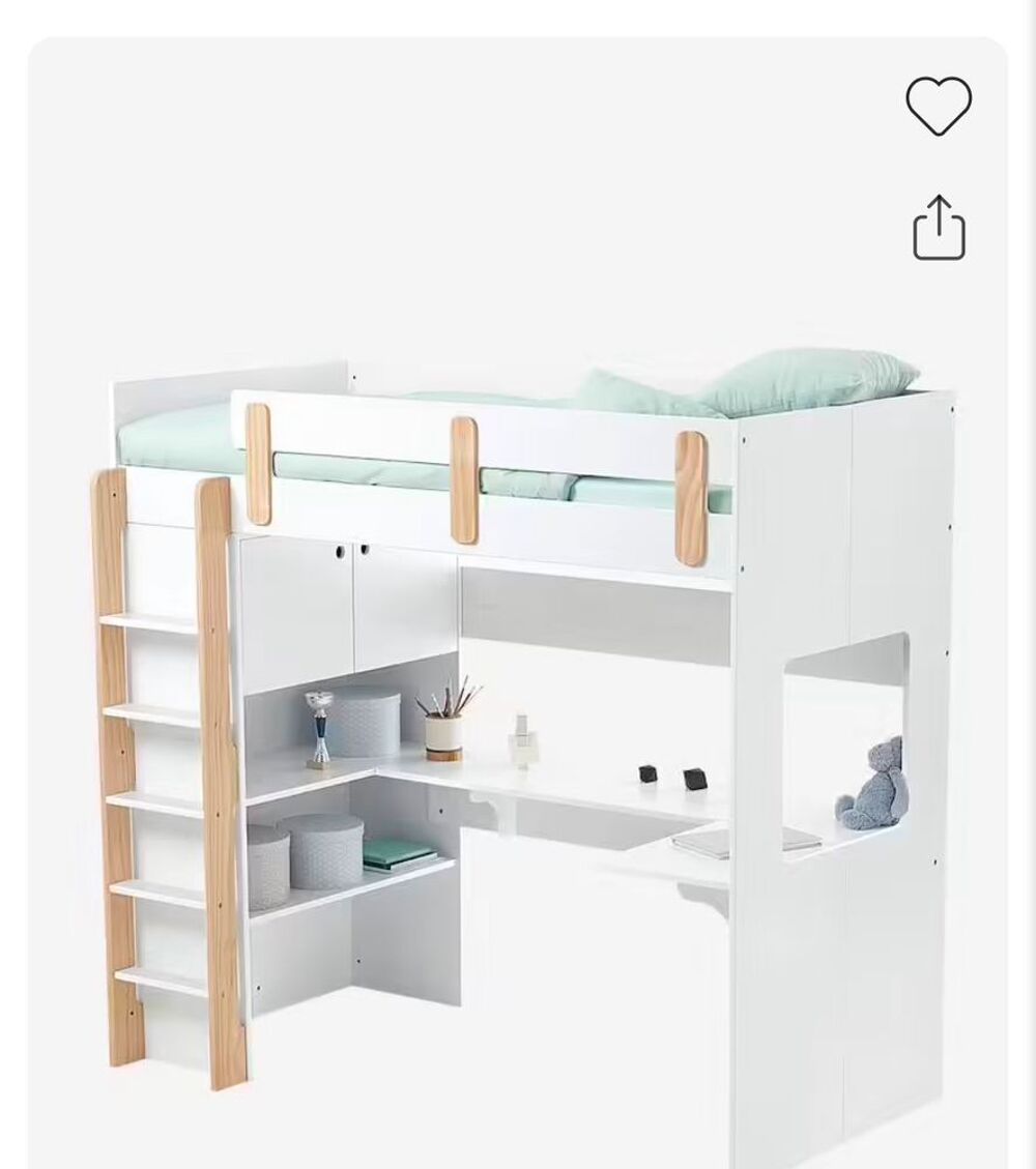 Lit mezzanine avec bureau et rangement Vert Baudet Meubles