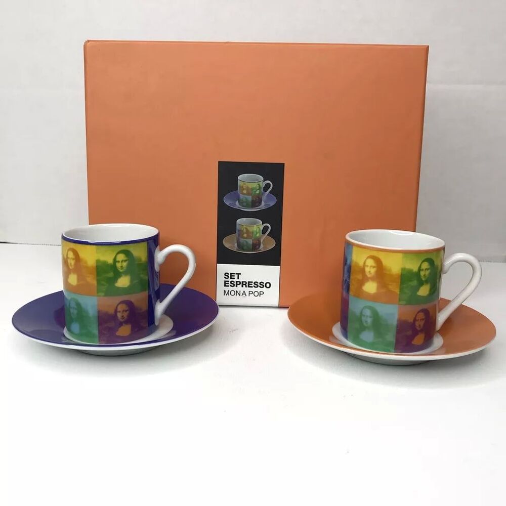 Set de 2 tasses caf&eacute; Louvre Mona Pop neuves Décoration