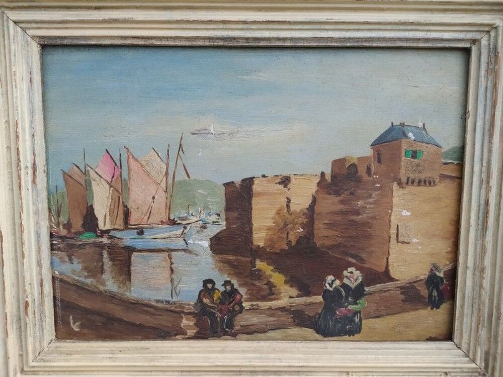 Tableau Paysage Breton Marine Port Concarneau non sign&eacute; 
