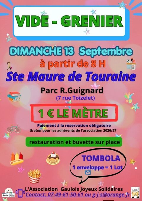 Inscrivez-vous a notre Vide-grenier Sainte-Maure-de-Touraine (37)