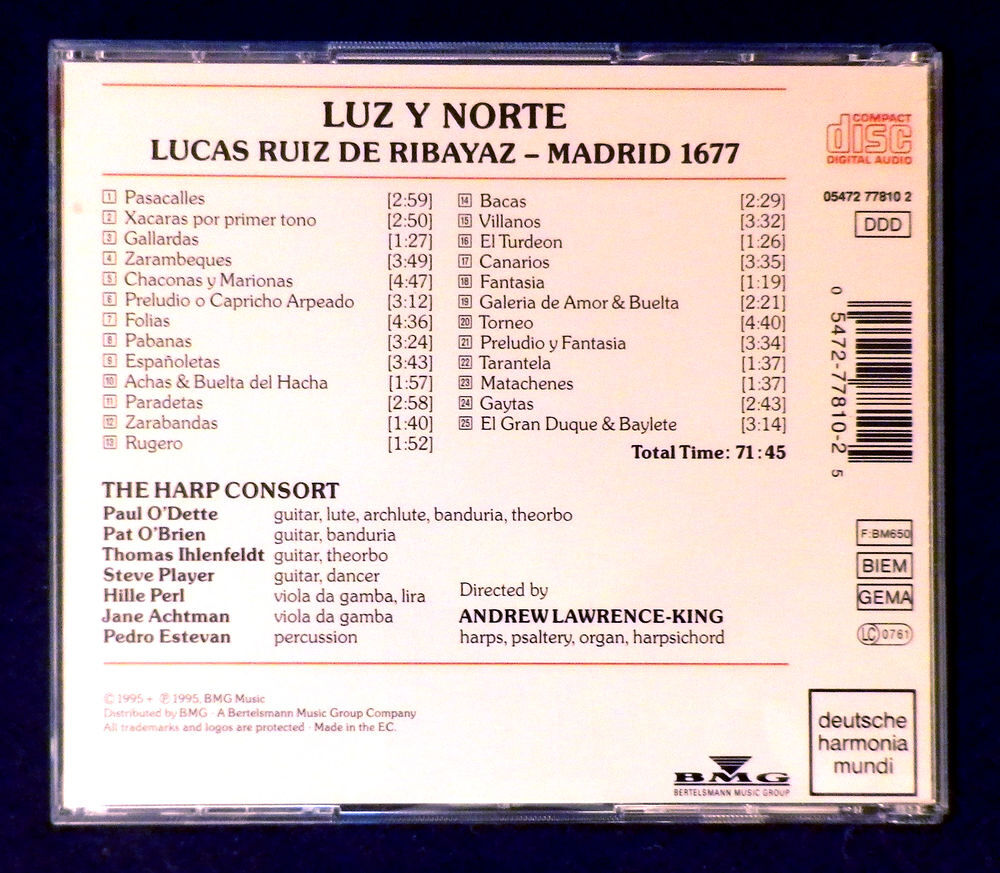 2 CD - Luz y Norte - The Harp Consort - Lawrence King CD et vinyles
