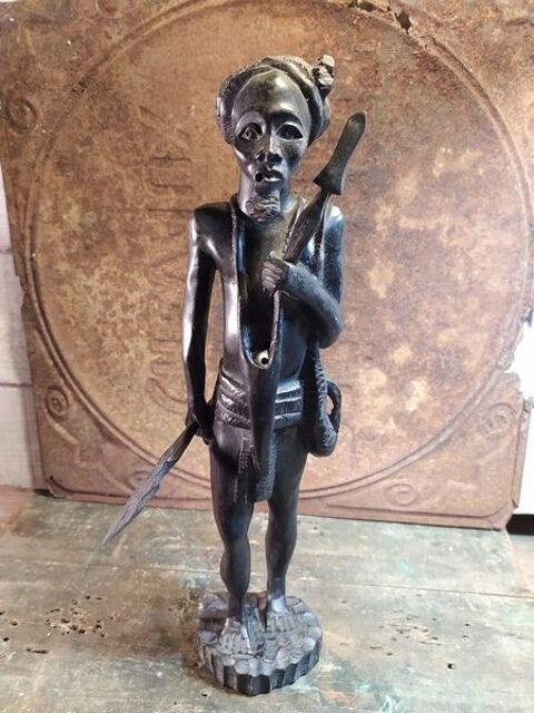 Ancienne Sculpture Guerrier Africain ou Malgache 60 Loches (37)