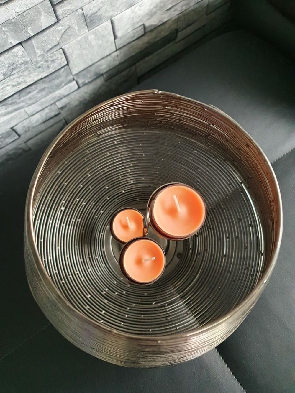 Photophore 3 bougies r&eacute;chauffe plat Décoration
