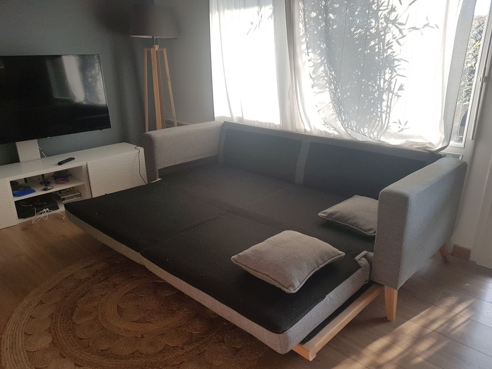 Canap&eacute; convertible scandinave gris 3places Meubles