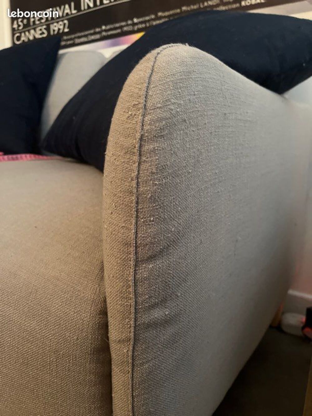 Canap&eacute; 2 places gris clair La Redoute Int&eacute;rieurs bon &eacute;tat Meubles