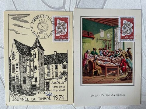 2 CARTES JOURNÉE DU TIMBRE 1974 5 Blaye (33)