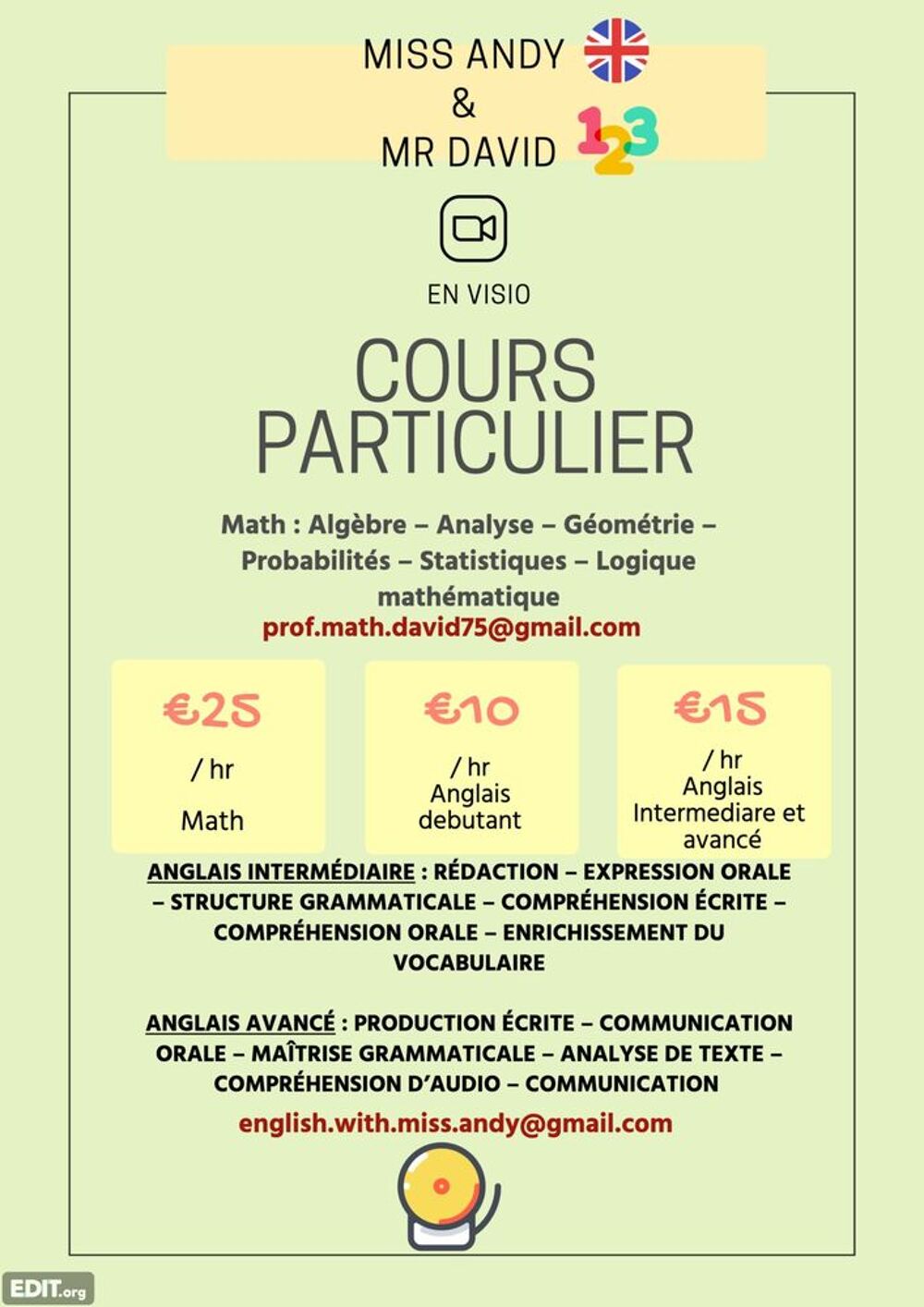   Cours d'anglais pour d�butants en Visio 