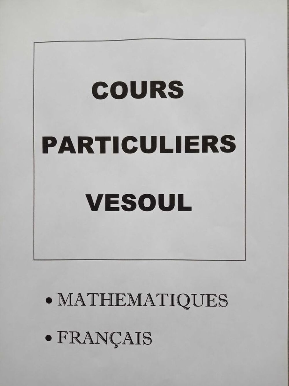   COURS PARTICULIERS Maths et Franais, VESOUL 