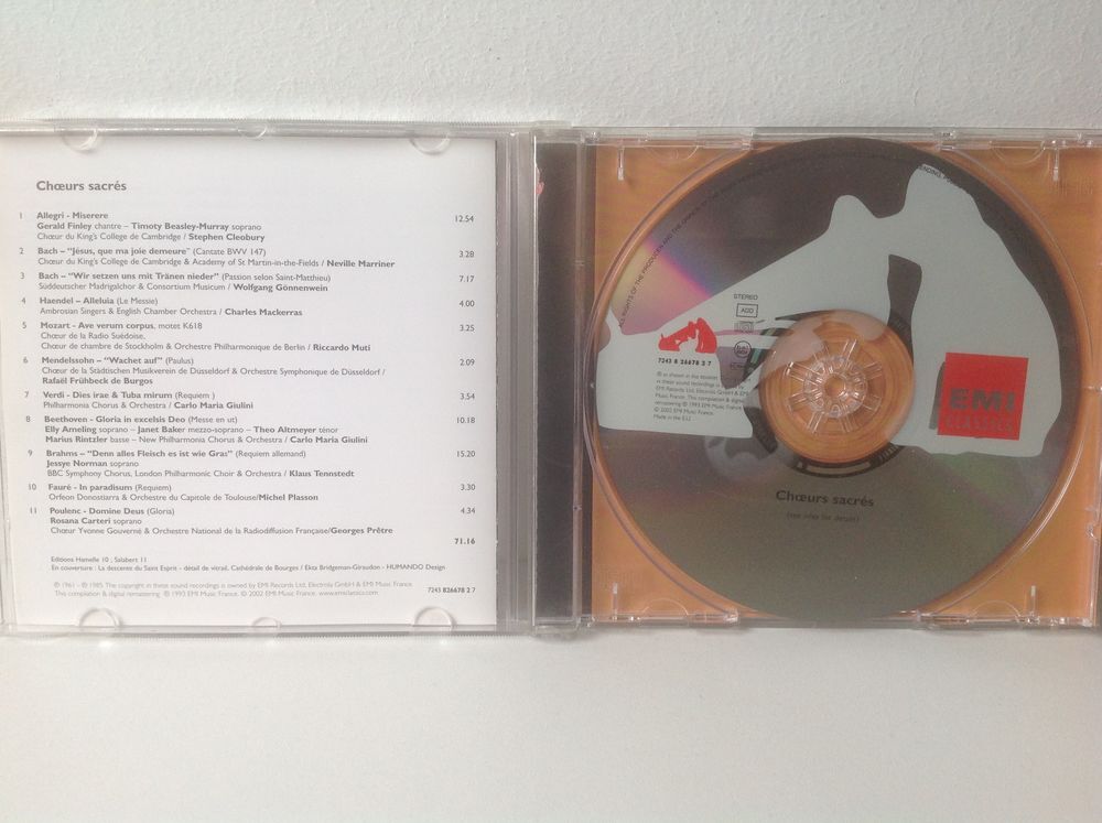 CHOEURS SACR&Eacute;S EMI CLASSICS CD Envoi Possible
CD et vinyles