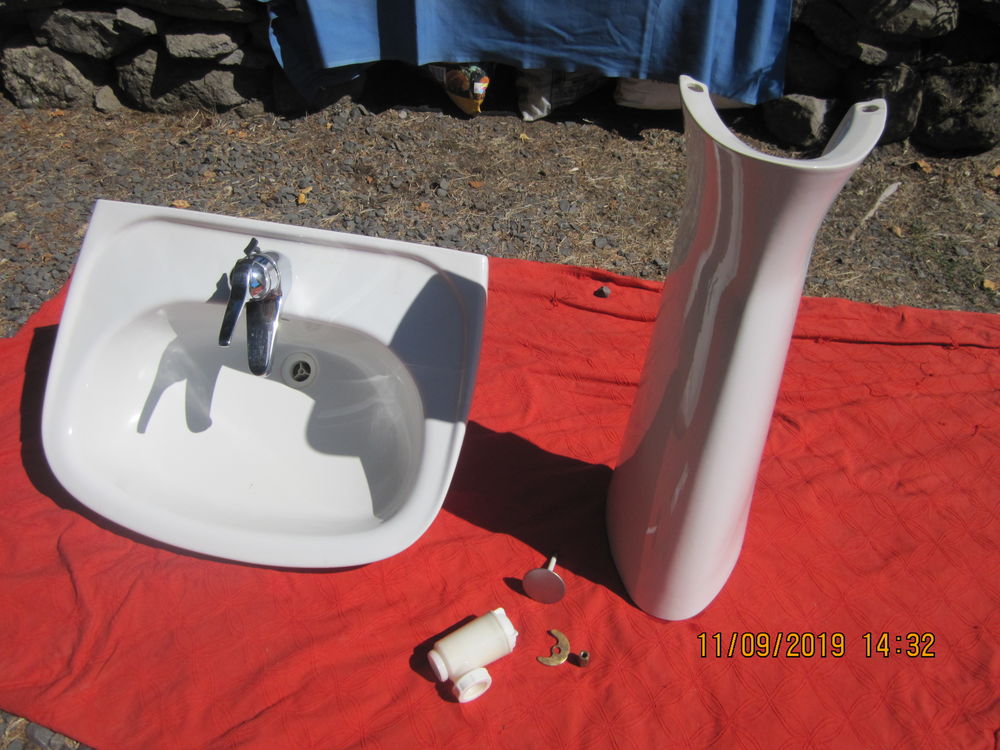 LAVABO AVEC COLONNE BLANC COMPLET Bricolage