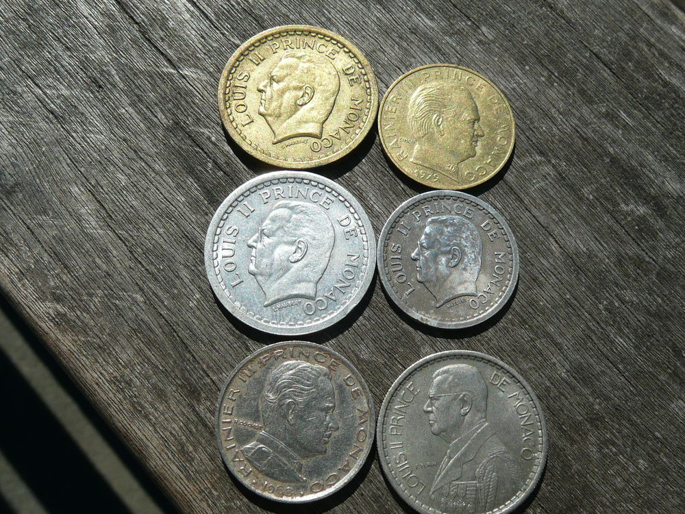 Lot de 6 pi&egrave;ces Monnaie Monaco 