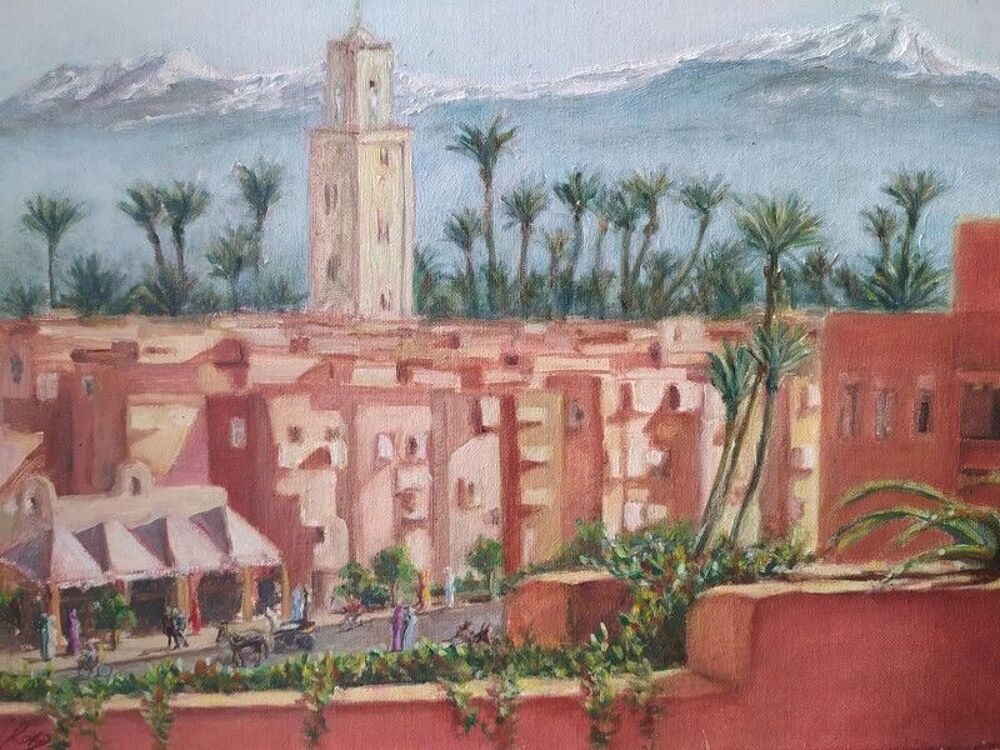 Tableau Orientaliste Peinture Maroc Marrakech XX&egrave;me 
Décoration