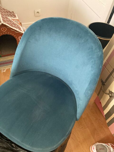 2 chaises vintage style scandinave en velours bleu canard 30 Asnires-sur-Seine (92)