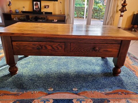 Table salon en ch�ne brut vernie avec 2 tiroirs traversants 180 Saint-Paul-Trois-Ch�teaux (26)