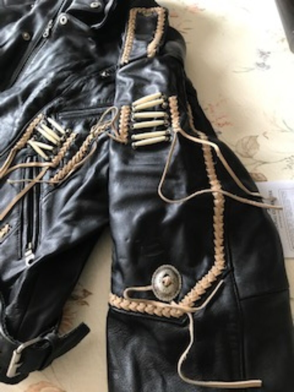 Blouson cuir XL moto de qualit&eacute; fait main Maroquinerie