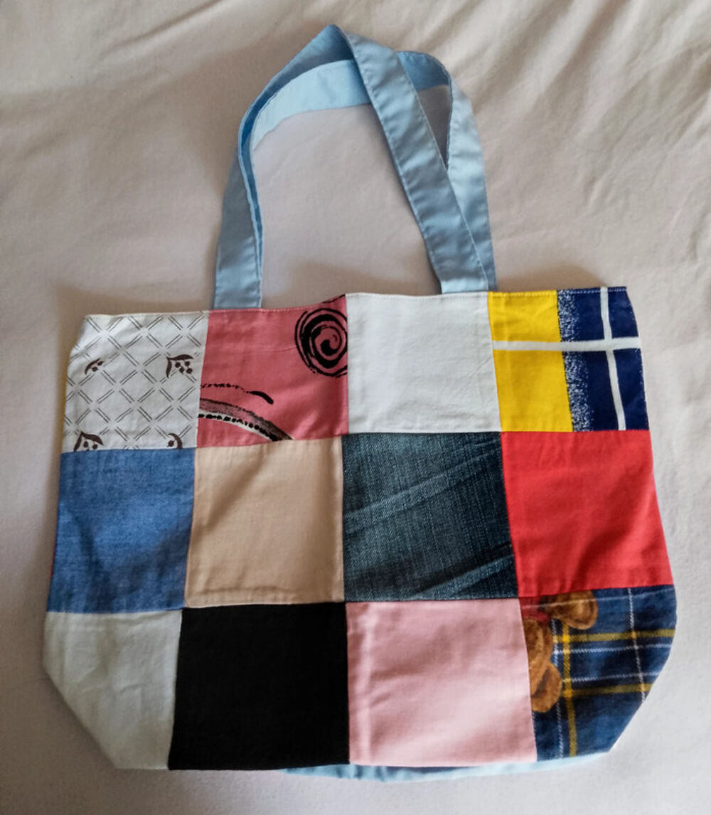 Sac patchwork en tissu et jean fait main Maroquinerie