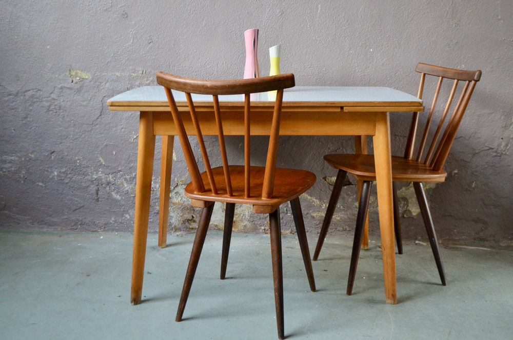 Petite table ancienne vintage scandinave bureau &agrave; rallonges Meubles