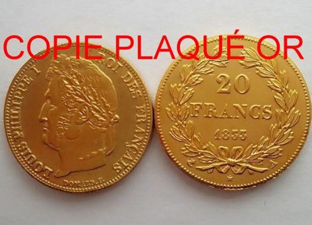 R&Eacute;PLIQUE PLAQU&Eacute; OR - 20 Francs Louis-Philippe
