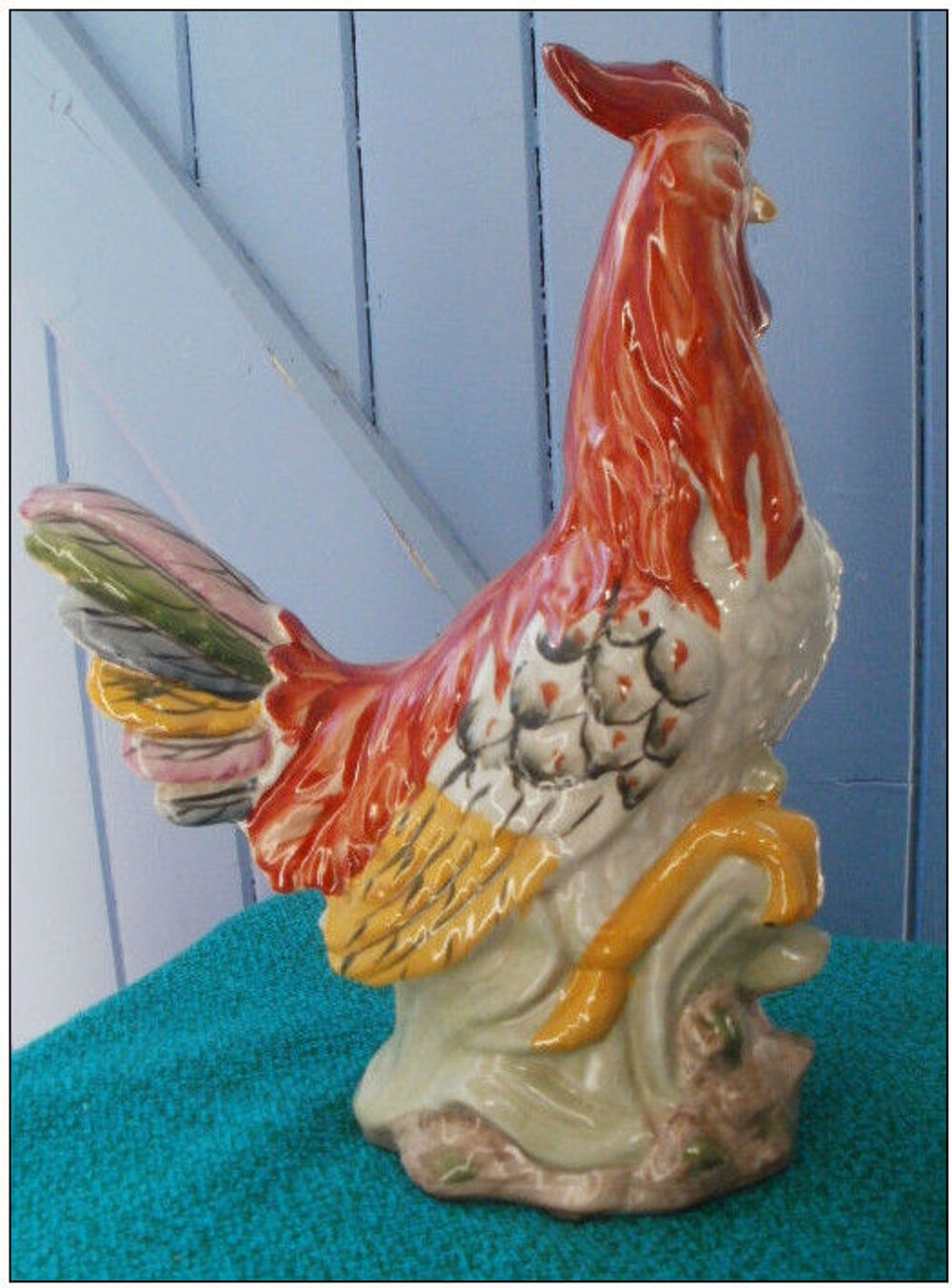 Statue, sculpture COQ en pl&acirc;tre, haut en couleur, Hauteur 30 Décoration