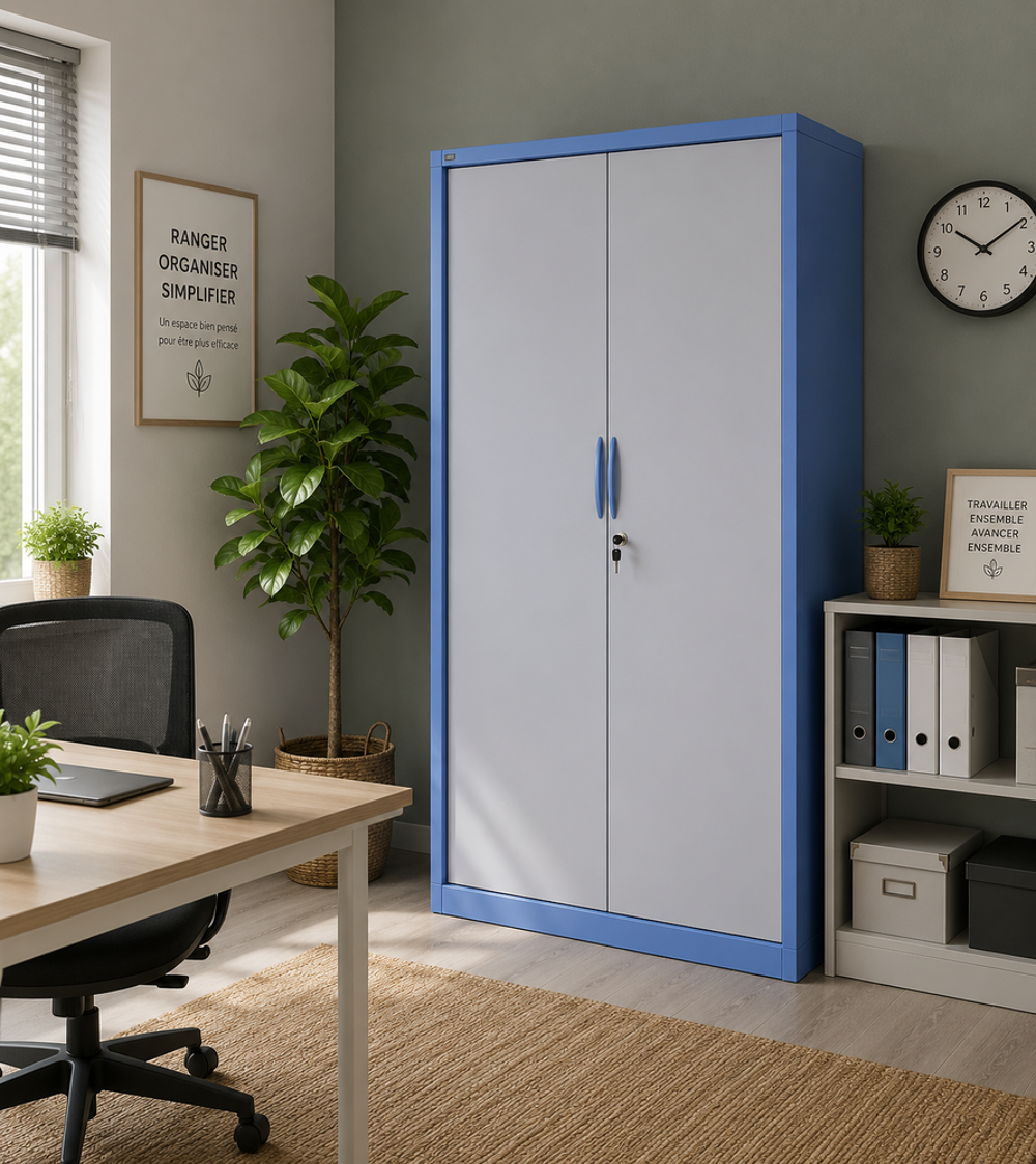 Armoire de grande taille en m&eacute;tal avec plateaux Meubles