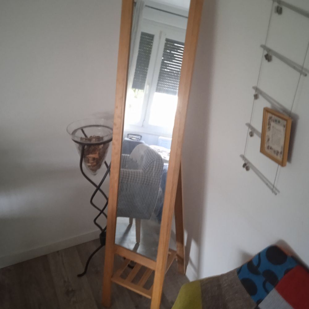 Miroir sur pied hauteur 160, coloris pin miel structure bois Meubles
