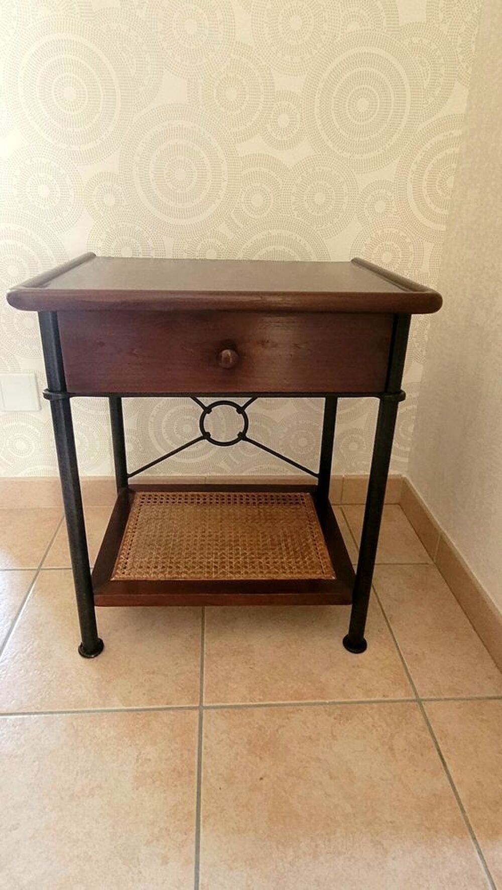 TABLE DE NUIT GRANGE BOIS METAL CANNAGE Meubles