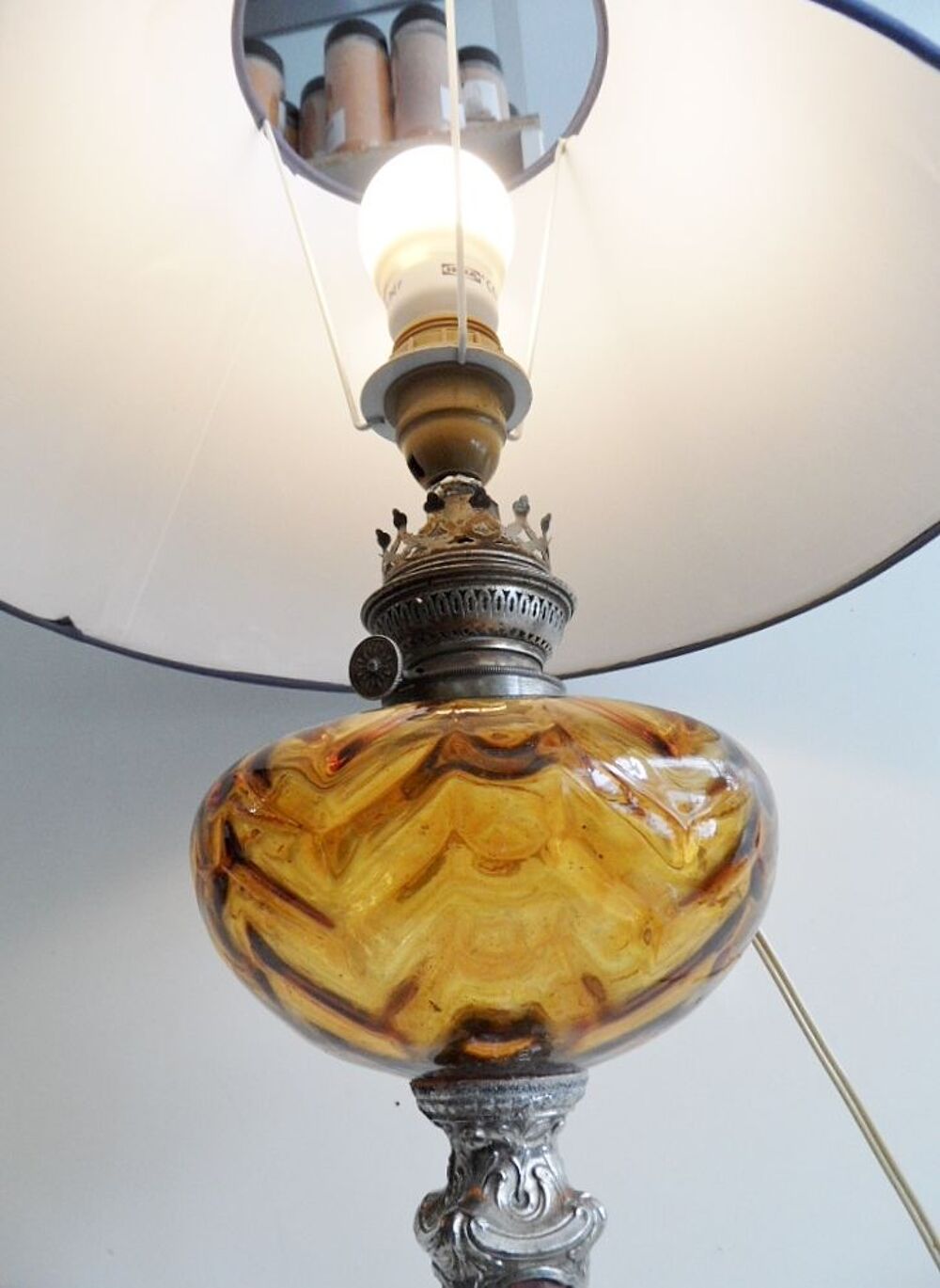 ANCIENNE LAMPE PETROLE ELECTRISES REGULE MARBRE Artd&eacute;co... Décoration