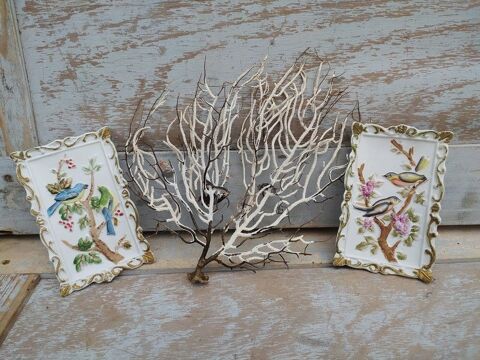 Paire de Cadres Porcelaine Biscuit D�cor Oiseaux sur Branche 32 Loches (37)