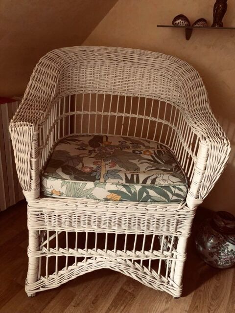 FAUTEUIL EN ROTIN BLANC 80 Thorign-Fouillard (35)