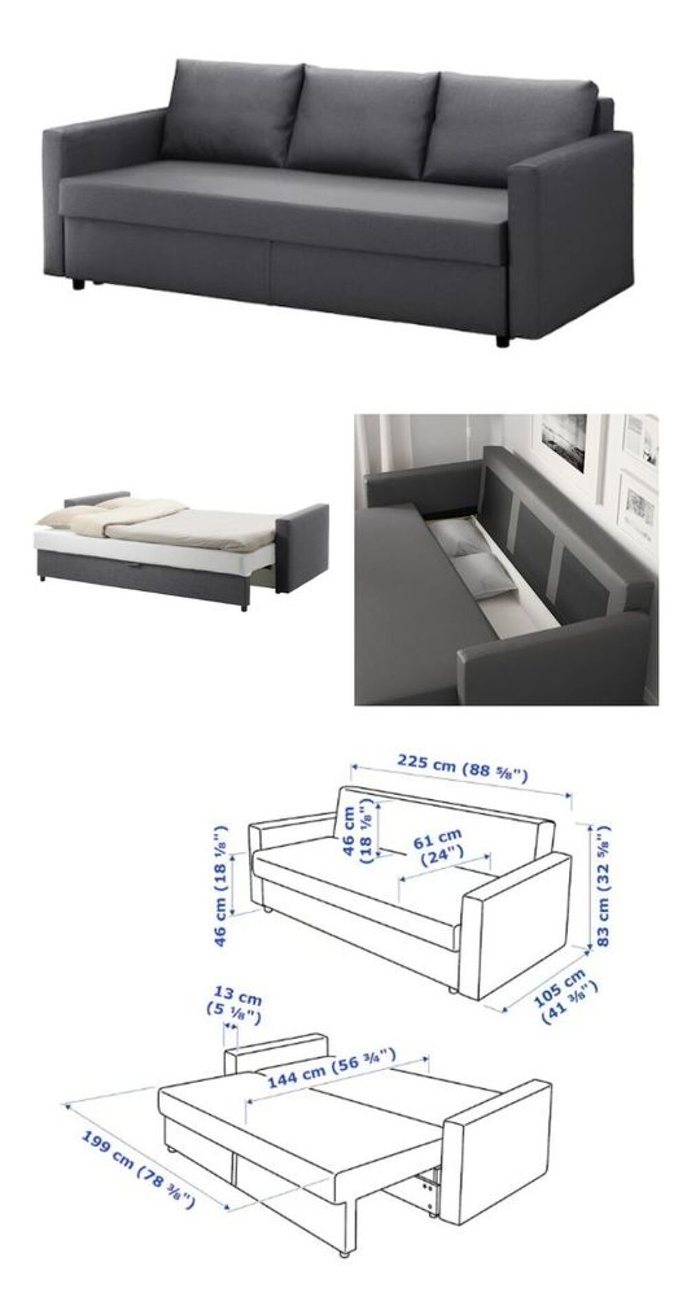 Canap&eacute; FRIHETEN Convertible 3 places, Skiftebo3 Meubles