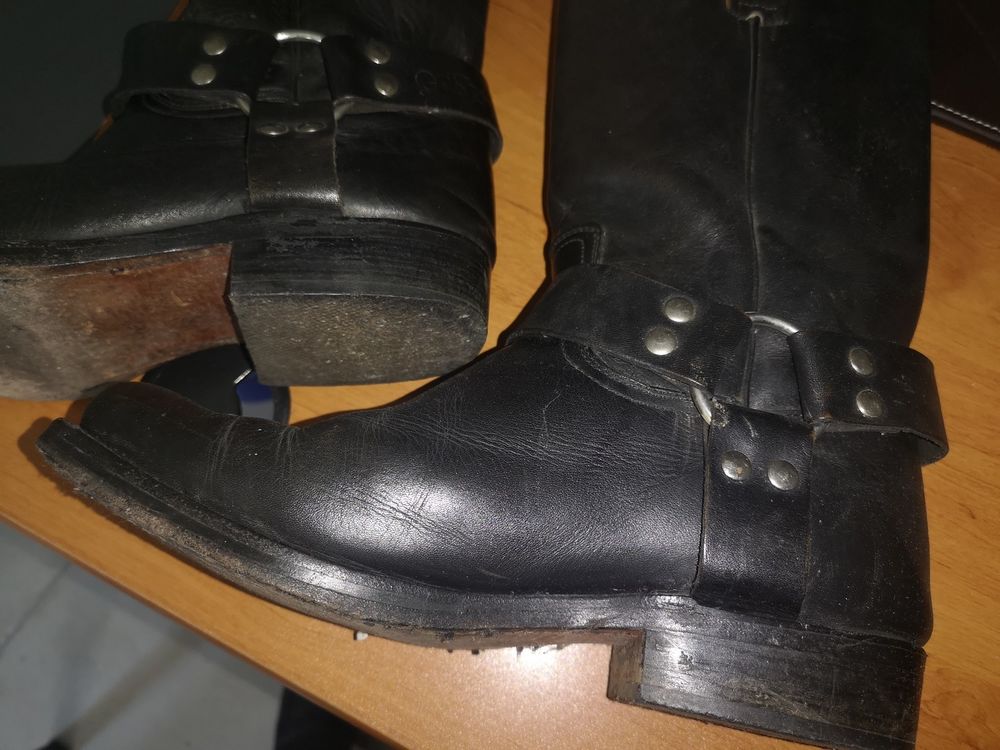 Bottes Motard en Cuir Noir Homme Chaussures