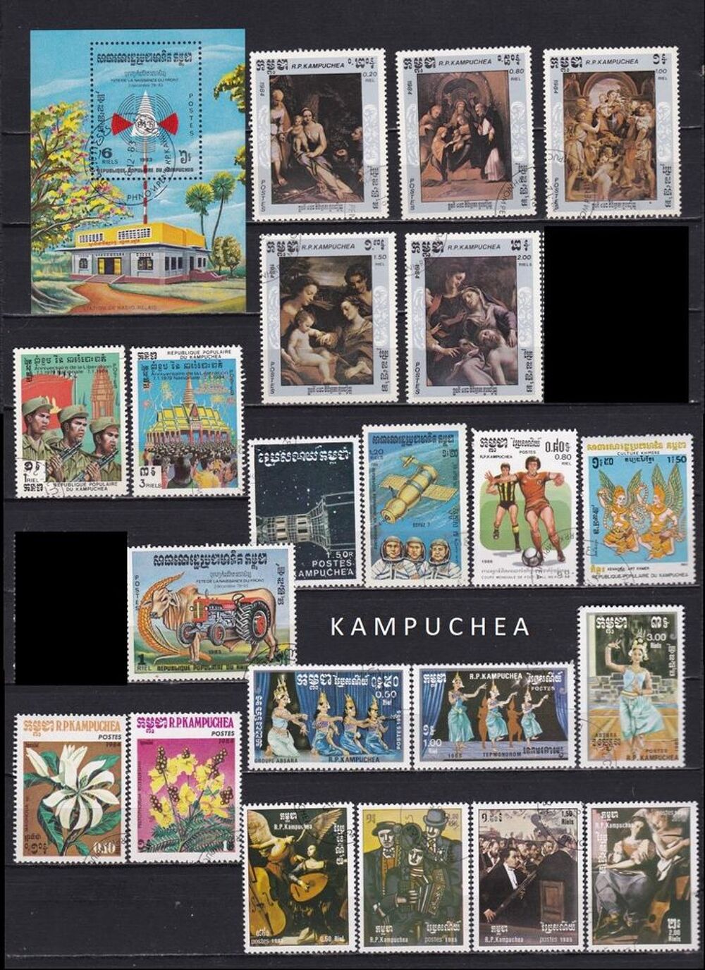 lot de 54 timbres du KAMPUCHEA 