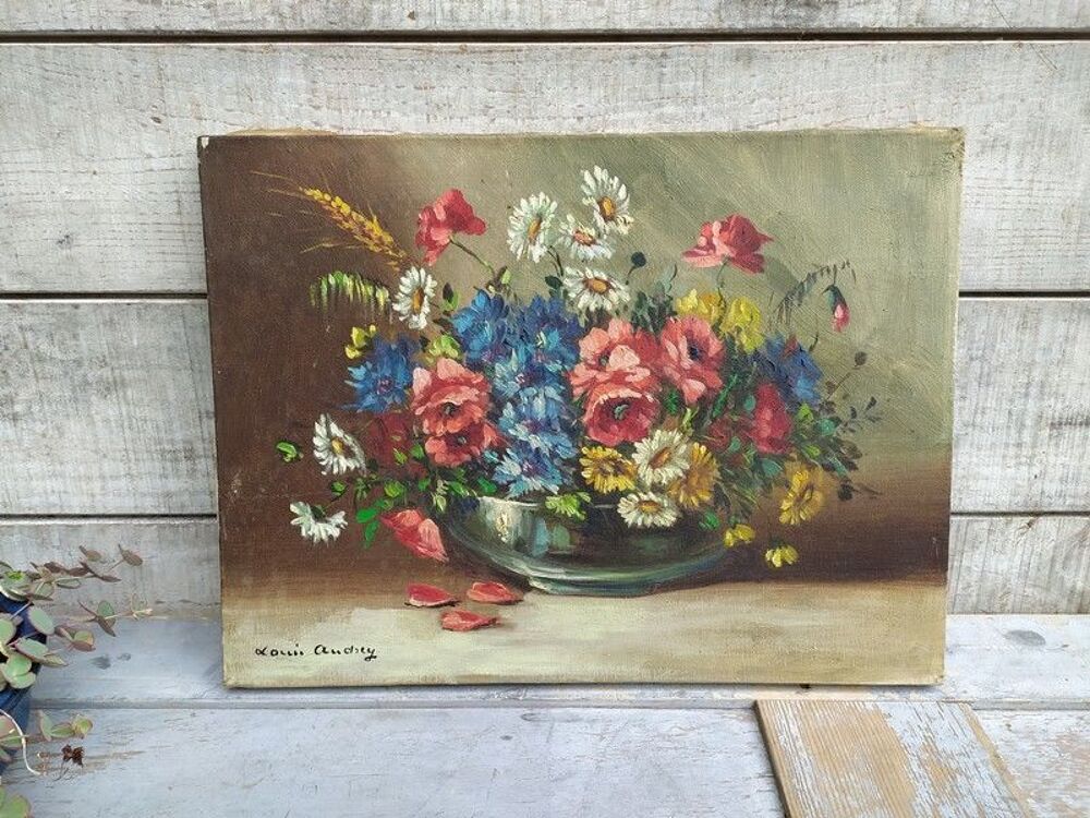 Tableau Bouquet de fleurs Printani&egrave;res Sign&eacute; Louis Andrey
