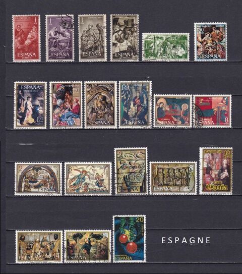 20 timbres d'ESPAGNE sur NOEL 2 Les glisottes-et-Chalaures (33)