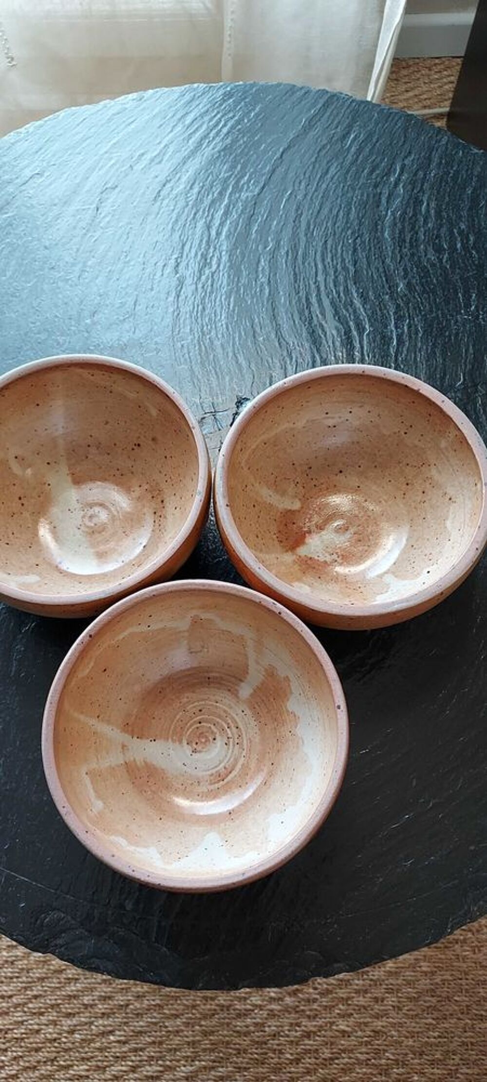 lot de 3 bols en gr&egrave;s &eacute;maill&eacute; Dcoration