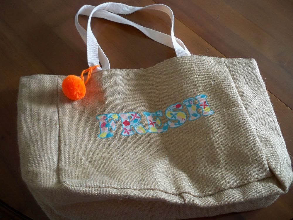 Sac cabas en jute, avec doublure, JAMAIS SERVIE Maroquinerie