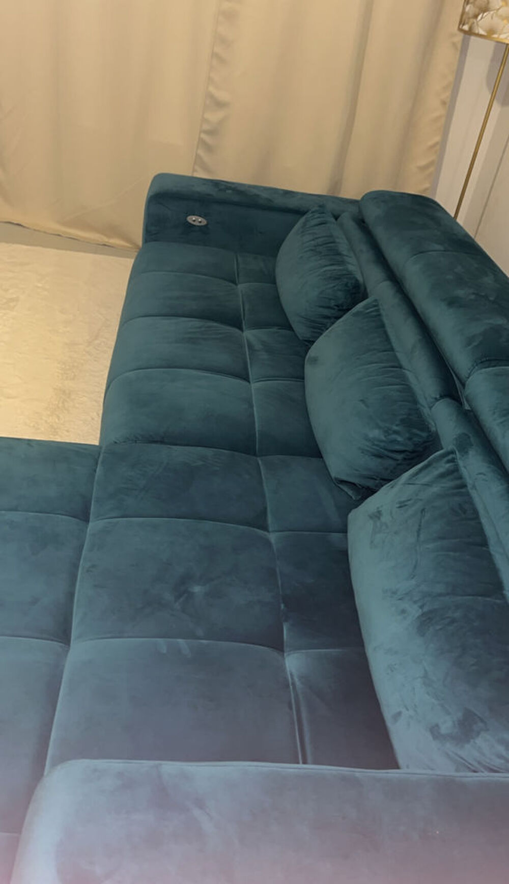Canap&eacute; d'angle relax &eacute;lectrique 4 places ORION coloris vert Meubles