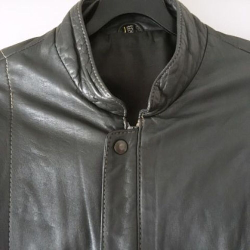 blouson en cuir coloris gris Vêtements