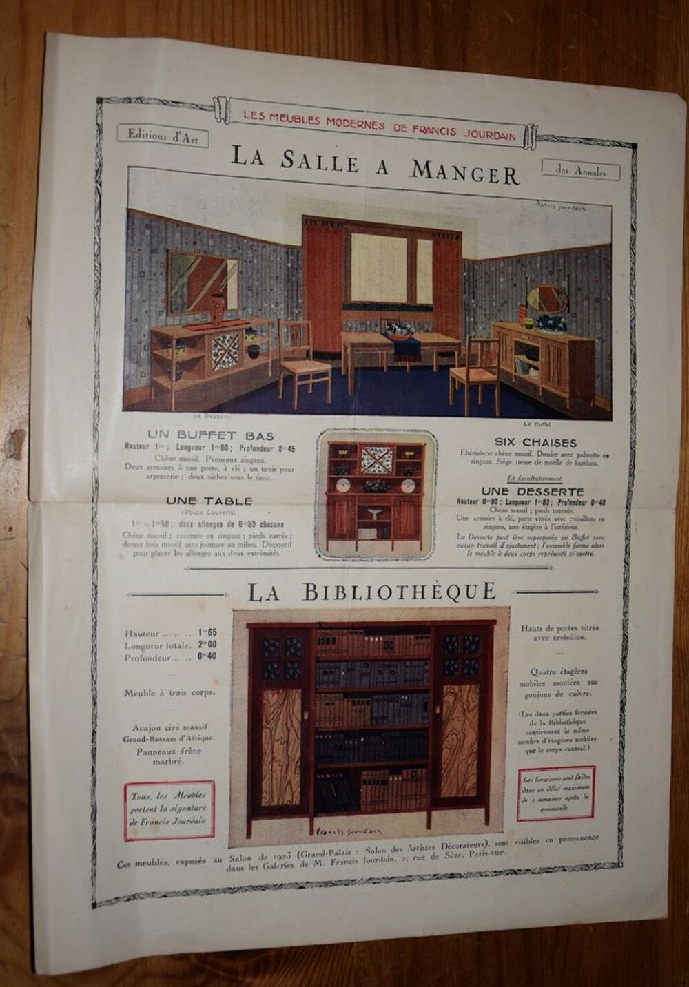 R&eacute;clame Les Meubles Jourdain - Bulletin de Souscription. 