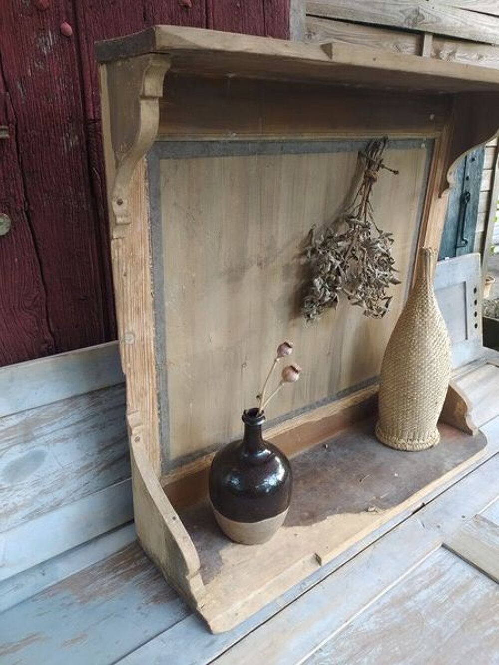 Ancienne &Eacute;tag&egrave;re Casserolier Cuisine Style Ferme Campagne 
Meubles