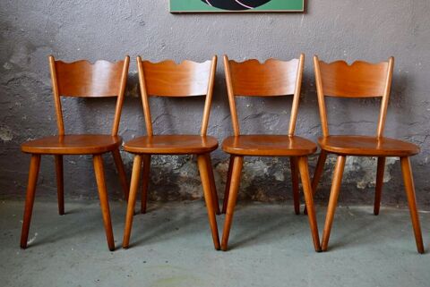 Lot de 4 chaises vintage scandinave signes en bois 400 Wintzenheim (68)