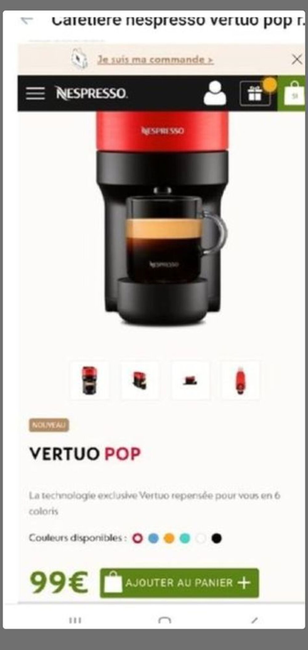 cafeti&egrave;re nespresso vertuo pop rouge ( neuf) Electromnager