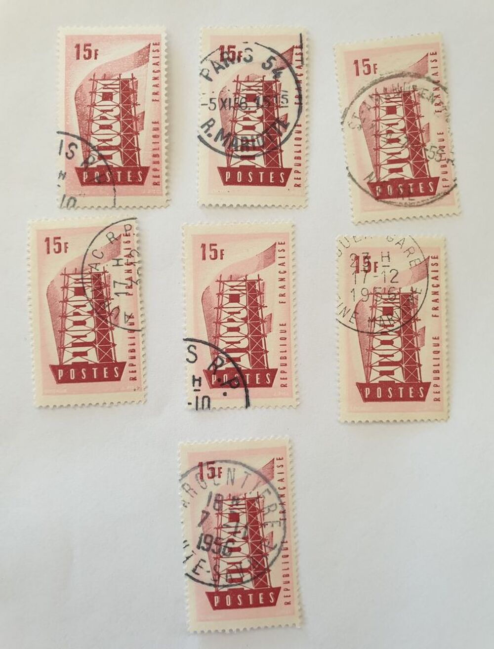 Timbre France Oblit&eacute;r&eacute; 1956 Europa 15 F lot 0.15 euro
