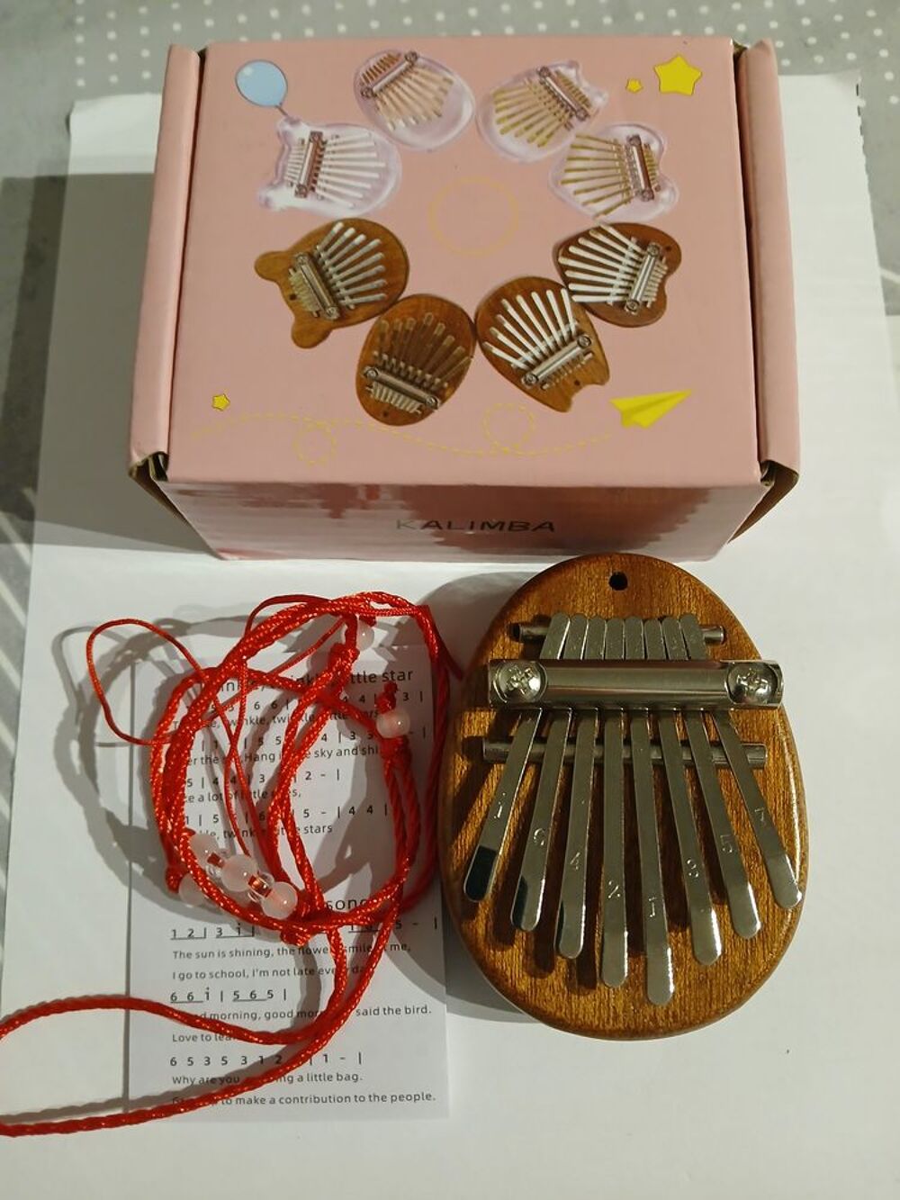 Kalimba en bois avec accessoires et bo&icirc;te d&eacute;corative Instruments de musique