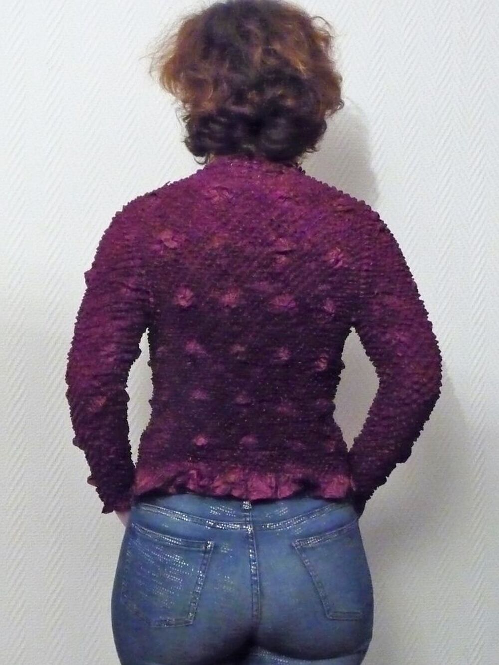 Top / Chemise Violet Pliss&eacute;e &agrave; Manches Longues- Kitana Vêtements